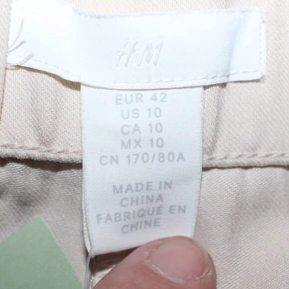 H&M Beige Trousers with Slits at Hem Recycled Polyester US Size 10 NWT - Picture 5 of 8